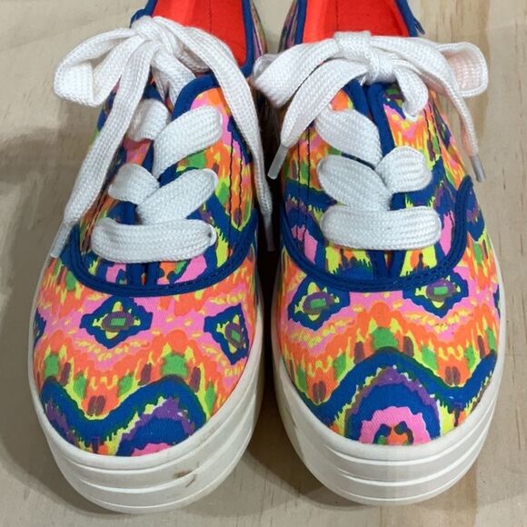 Rocket Dog White Blue Pink Multi-Color Platform Sneakers Women 7 Shoes Canvas - Picture 9 of 10